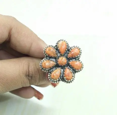 Bague à pierre orange forme poire