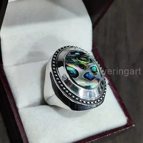 Bague chevalière à motif d’ormeau SRA-3249