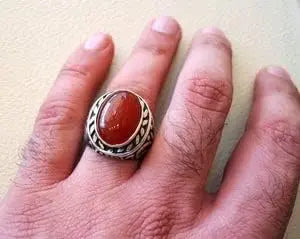 Bague chevalière à pierre orange SRA-3241