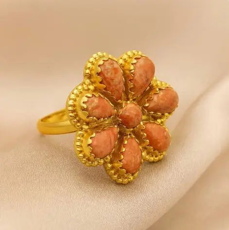 Bague à pierre orange forme poire