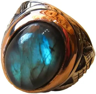 Bague chevalière à pierre bleue SRA-3237