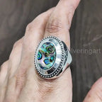 Bague chevalière à motif d’ormeau SRA-3249