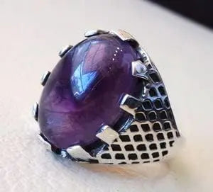 Bague chevalière à pierre violette SILVERING ART