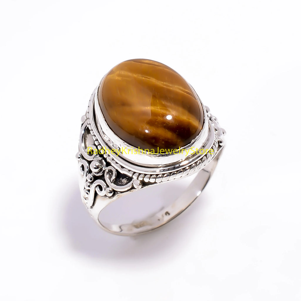 Bague filigranée à pierre brune RK-15