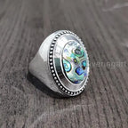 Bague chevalière à motif d’ormeau SRA-3249