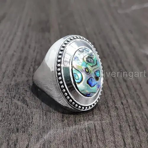 Bague chevalière à motif d’ormeau SRA-3249