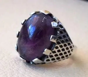 Bague chevalière à pierre violette SILVERING ART