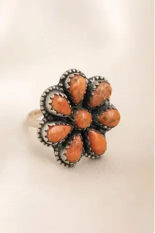 Bague à pierre orange forme poire