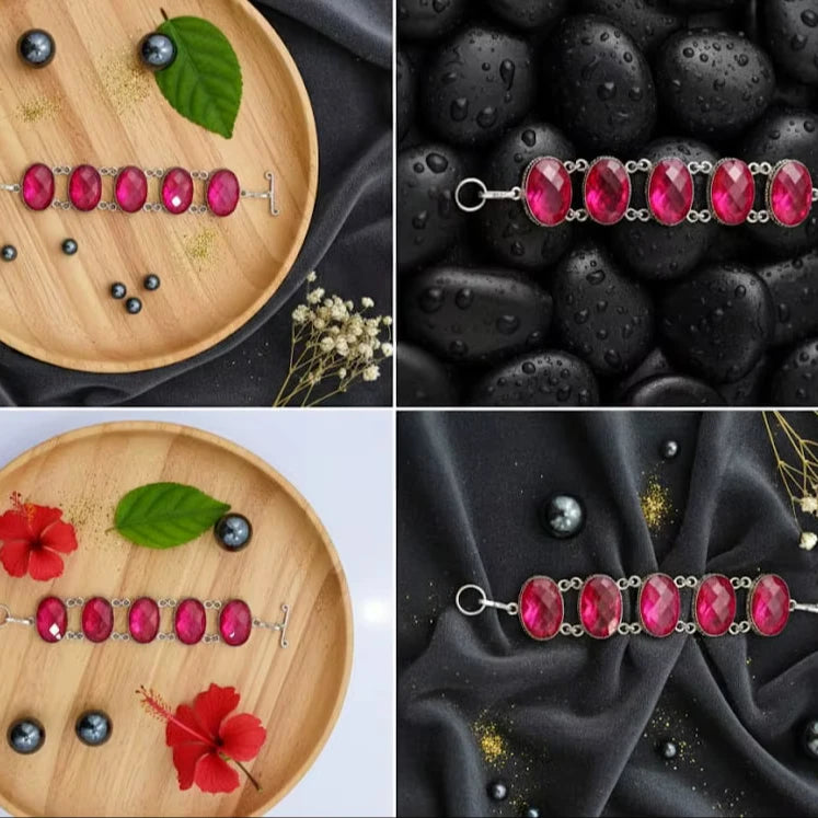 Bracelet jonc à pierre rose H.A. Gems