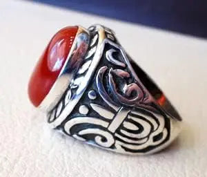 Bague chevalière à pierre orange SRA-3241