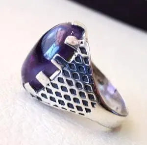 Bague chevalière à pierre violette SILVERING ART