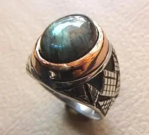 Bague chevalière à pierre bleue SRA-3237