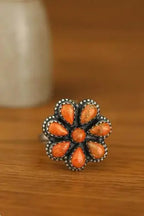 Bague à pierre orange forme poire