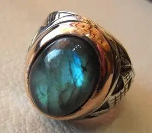 Bague chevalière à pierre bleue SRA-3237