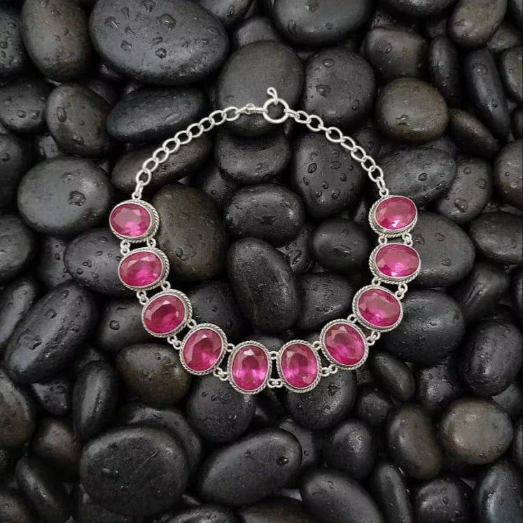 Bracelet jonc à pierre rose H.A. Gems