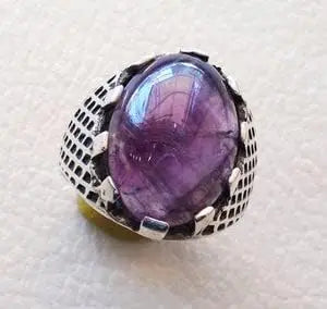 Bague chevalière à pierre violette SILVERING ART