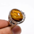 Bague filigranée à pierre brune RK-15