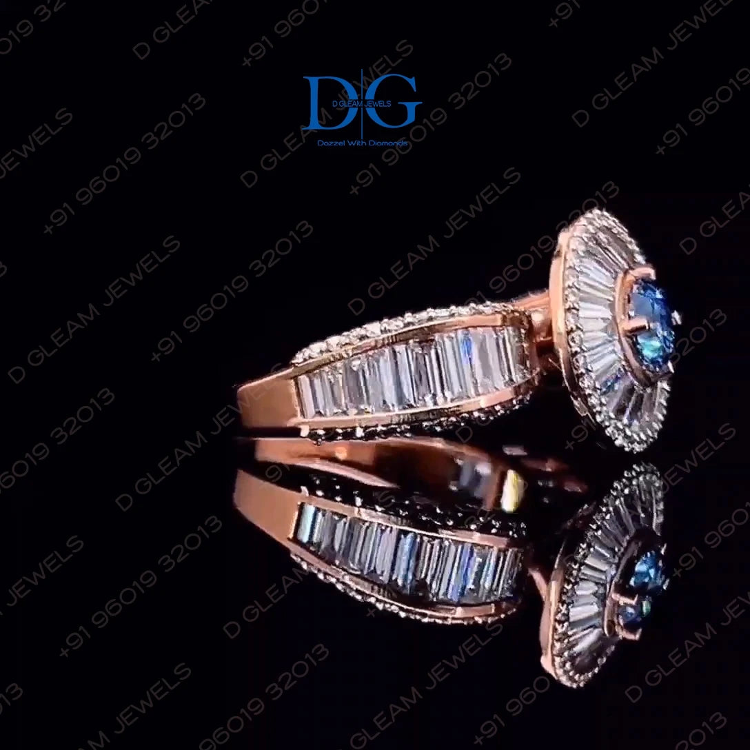 Bague solitaire à pierre taille baguette
