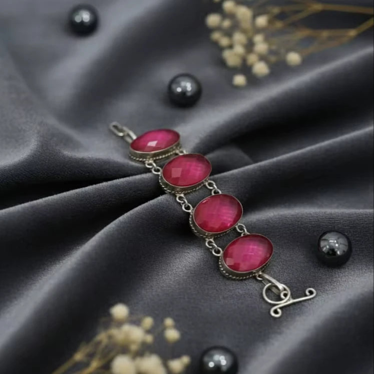 Bracelet jonc à pierre rose H.A. Gems