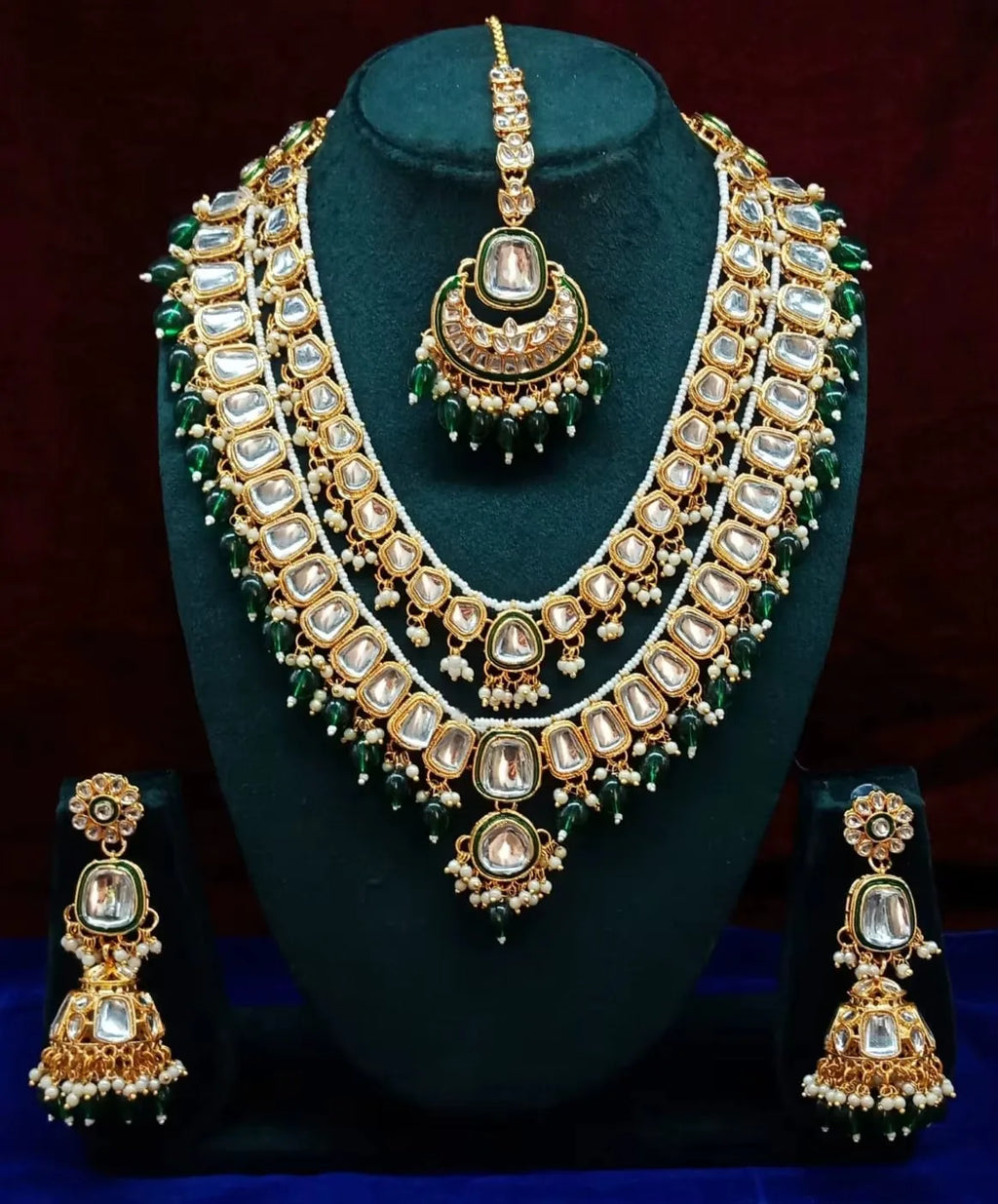 Parure dorée style kundan et perles