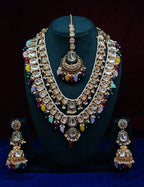 Parure dorée style kundan et perles
