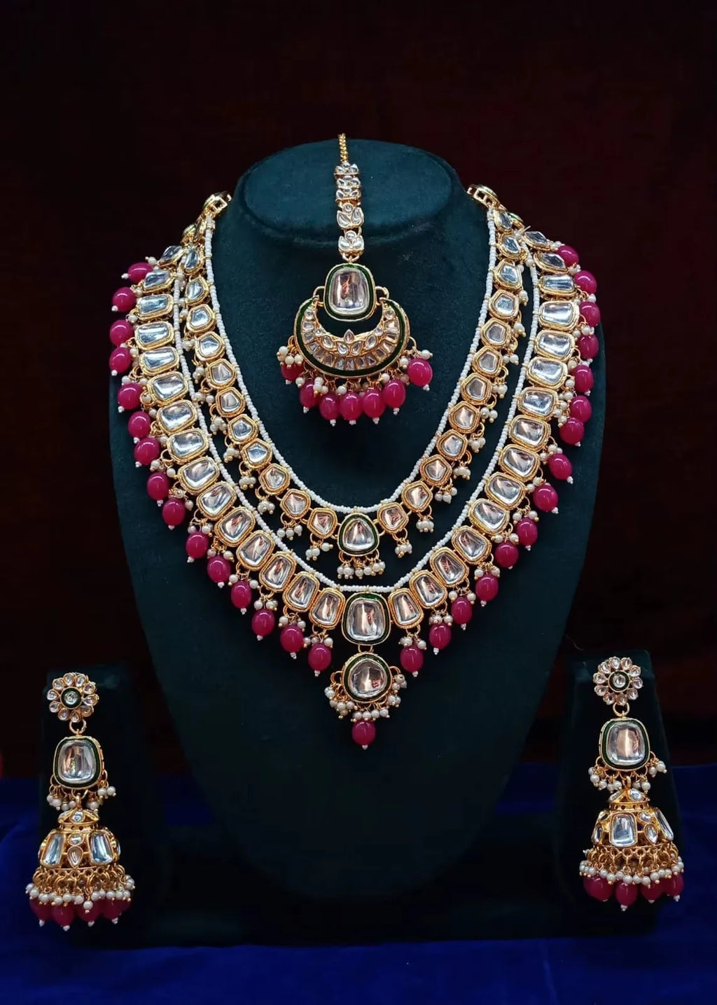 Parure dorée style kundan et perles