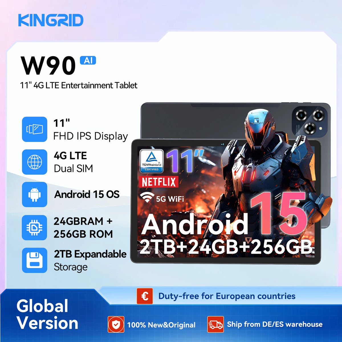 Tablette KINGRID W90 11 pouces – Android 15