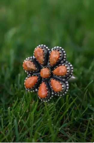 Bague à pierre orange forme poire