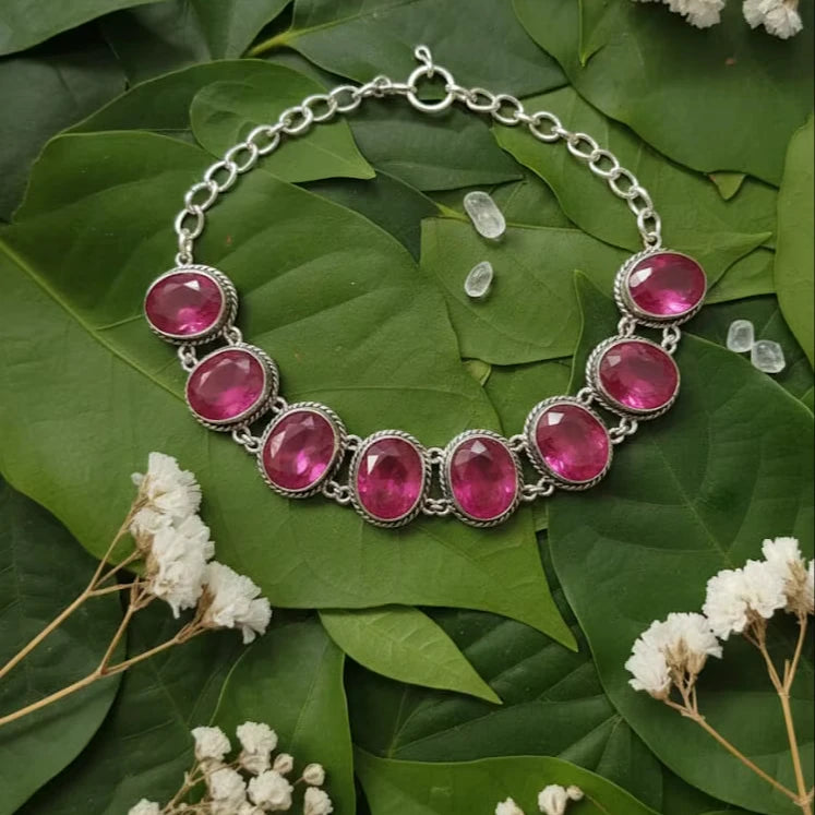 Bracelet jonc à pierre rose H.A. Gems