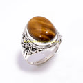 Bague filigranée à pierre brune RK-15