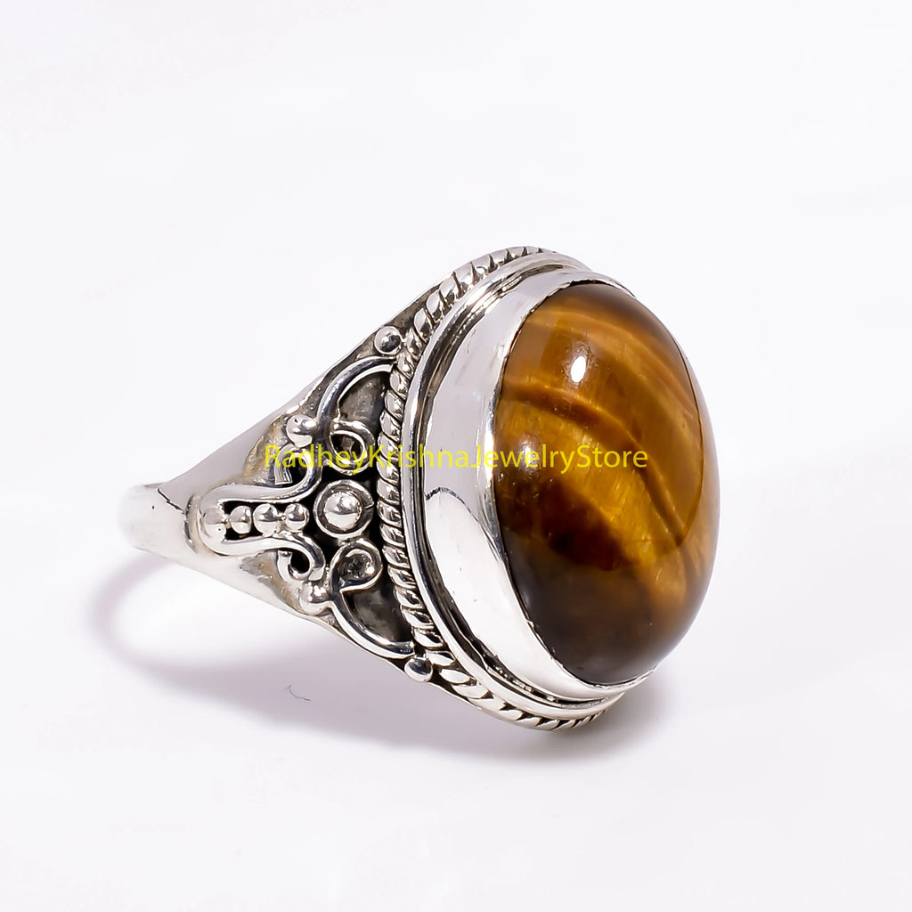 Bague filigranée à pierre brune RK-15
