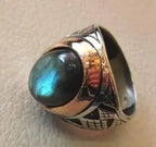 Bague chevalière à pierre bleue SRA-3237