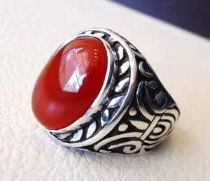 Bague chevalière à pierre orange SRA-3241