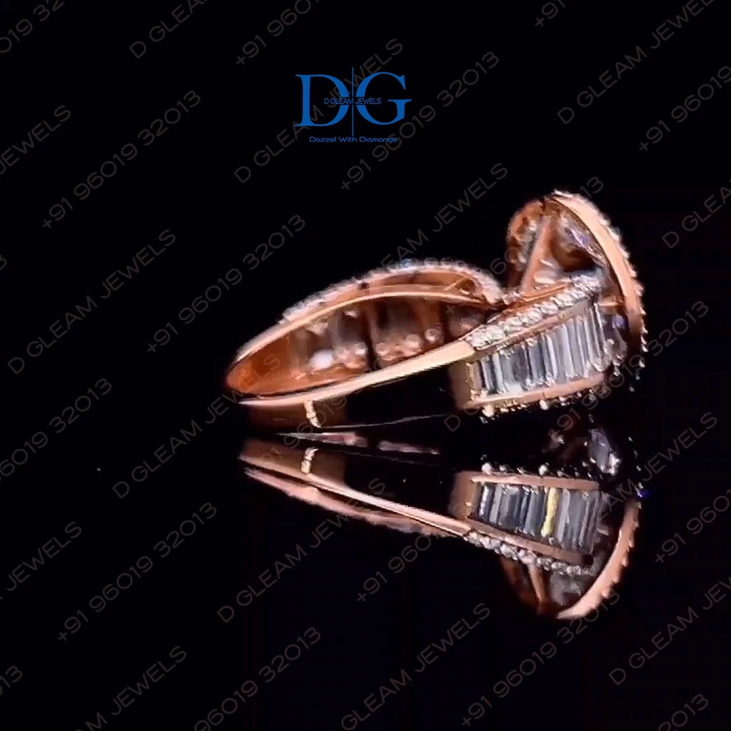 Bague solitaire à pierre taille baguette