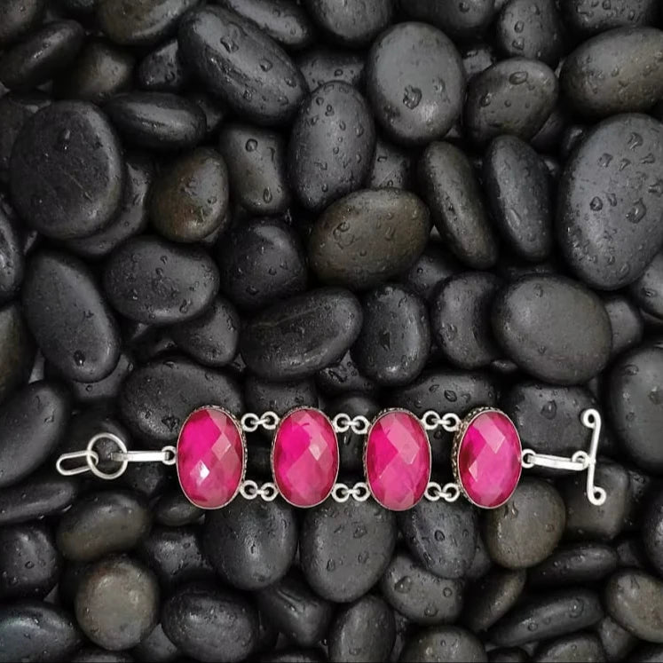 Bracelet jonc à pierre rose H.A. Gems