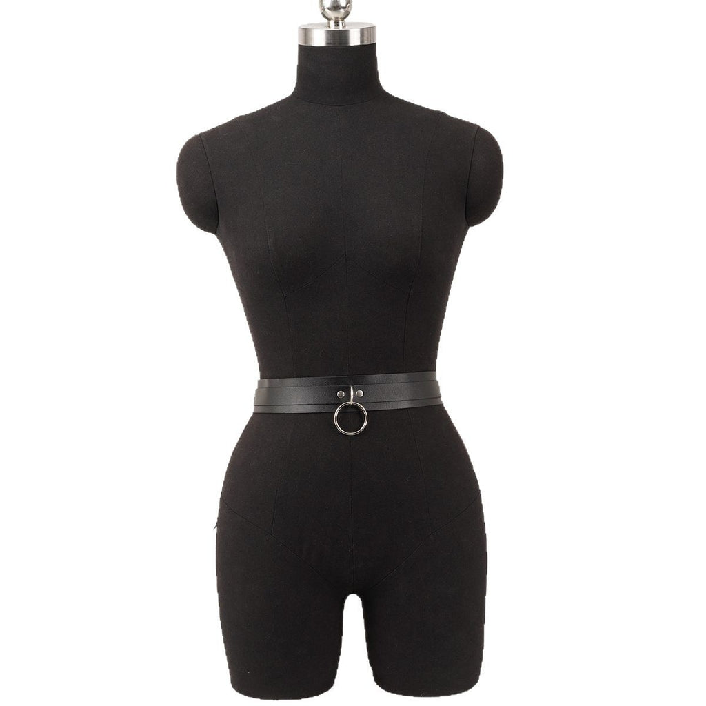 Ceinture noire en PU à boucle ronde