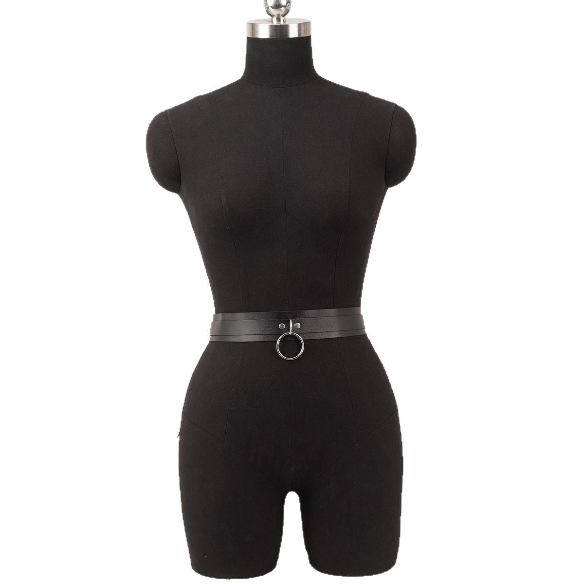 Ceinture noire en PU à boucle ronde