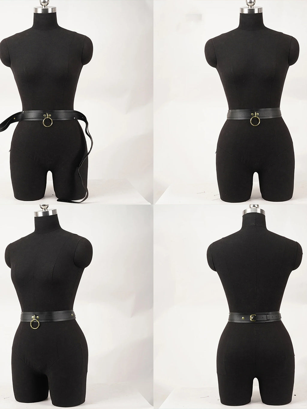 Ceinture fantaisie en PU à anneau doré