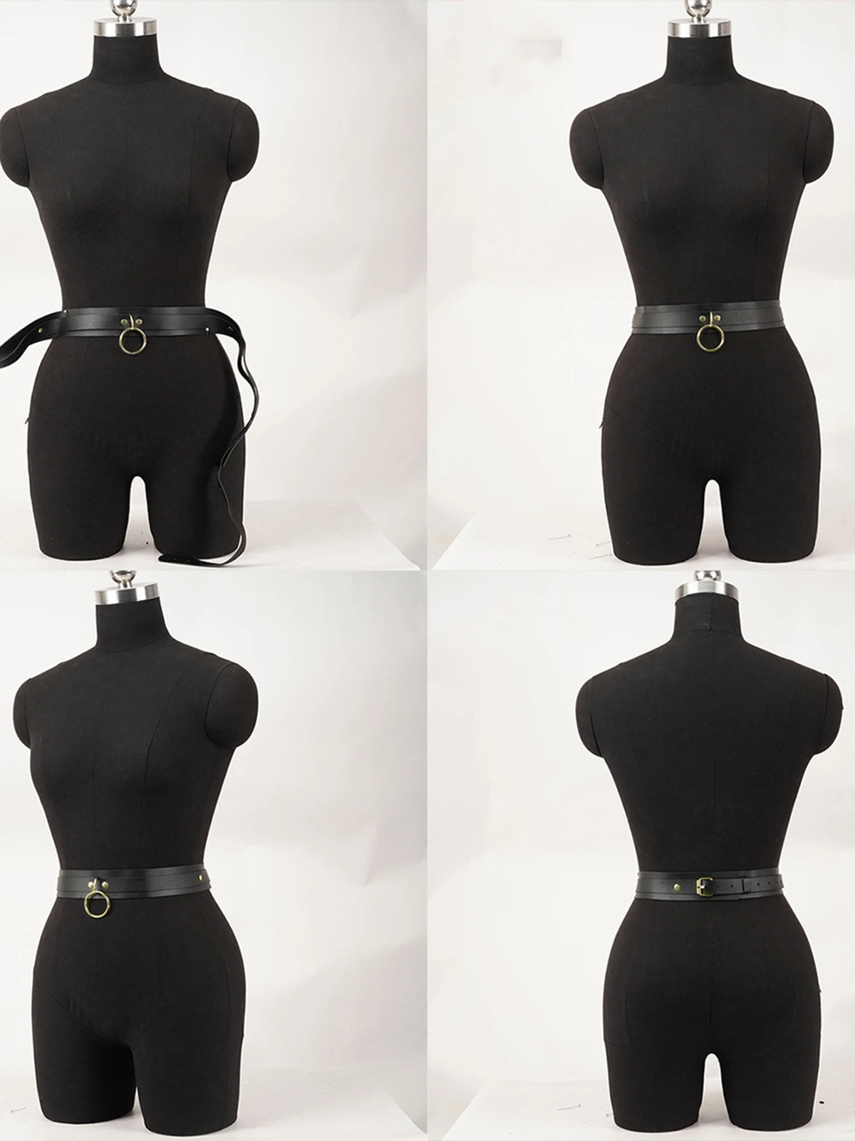 Ceinture fantaisie en PU à anneau doré
