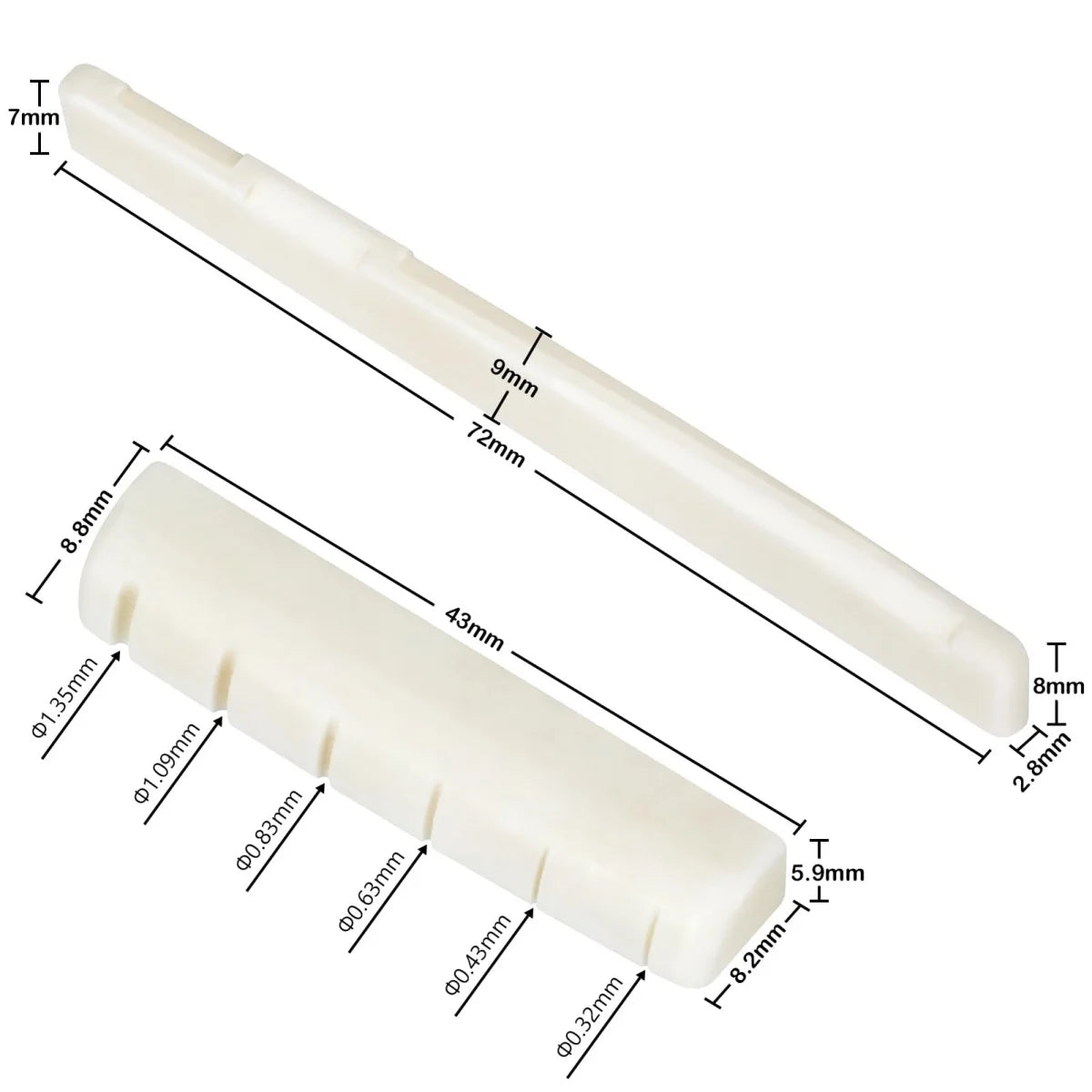 Set de 4 sillets de guitare en os Miwayer