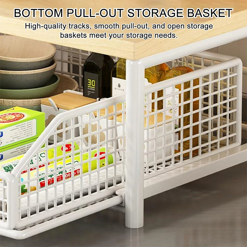 Étagère de comptoir avec panier coulissant