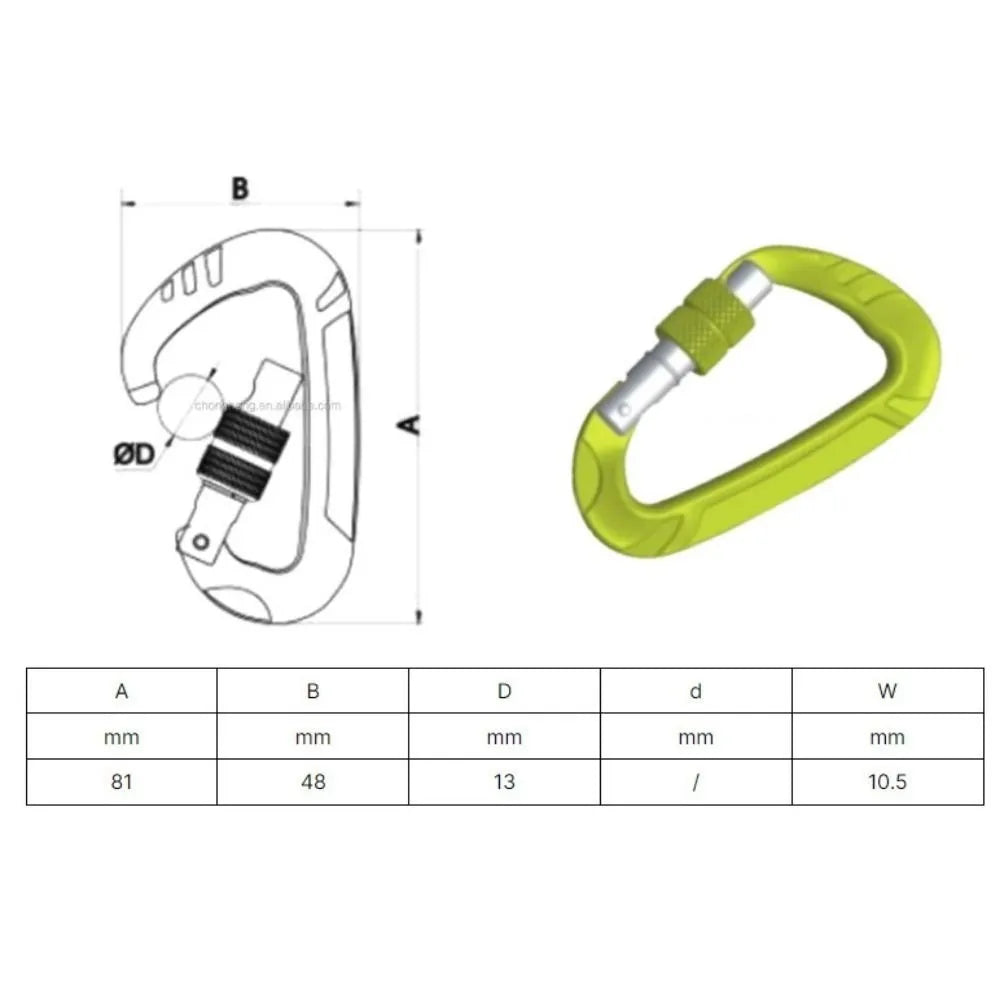 Mousqueton en D en aluminium pour accessoires
