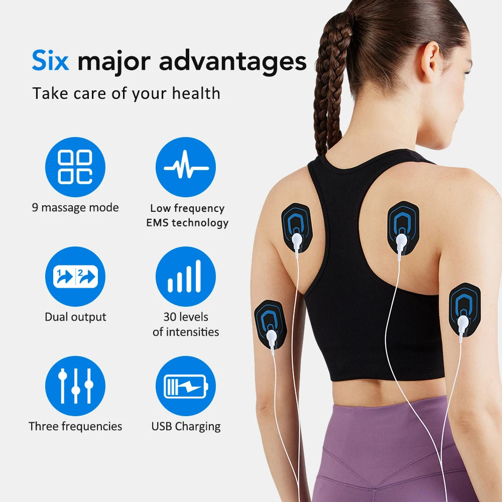 Appareil TENS / EMS rechargeable – 2 canaux, 9 modes, 30 intensités