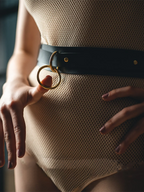 Ceinture fantaisie en PU à anneau doré