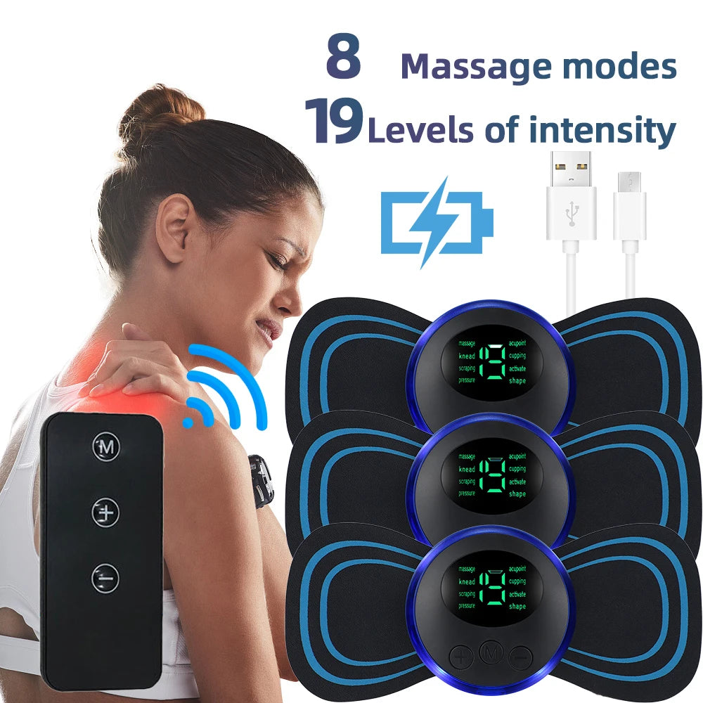 Mini appareil de massage EMS avec patchs – Compact et rechargeable