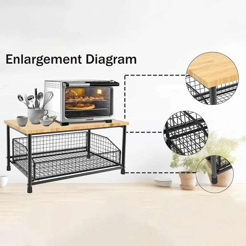 Étagère de comptoir avec panier coulissant